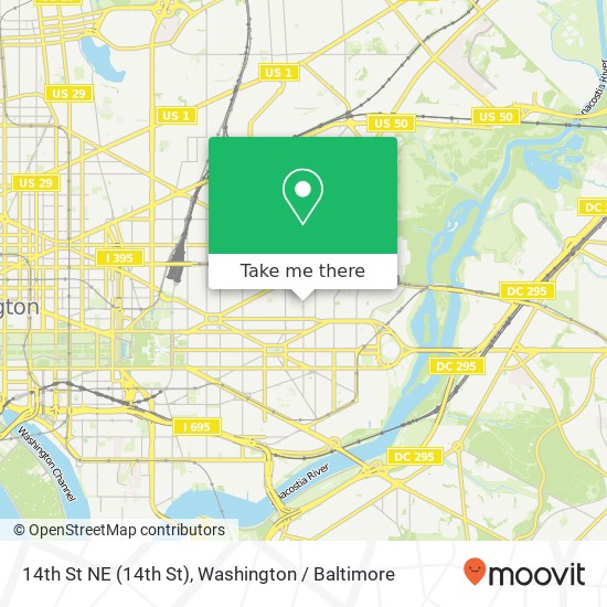 Mapa de 14th St NE (14th St), Washington (DC), DC 20002