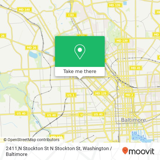 2411,N Stockton St N Stockton St, Baltimore, MD 21217 map