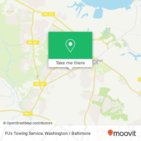 Mapa de PJ's Towing Service, 21555 Great Mills Rd