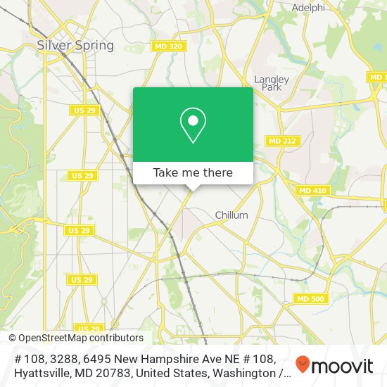 Mapa de # 108, 3288, 6495 New Hampshire Ave NE # 108, Hyattsville, MD 20783, United States