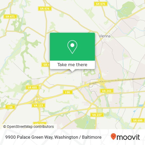 Mapa de 9900 Palace Green Way, Vienna, VA 22181