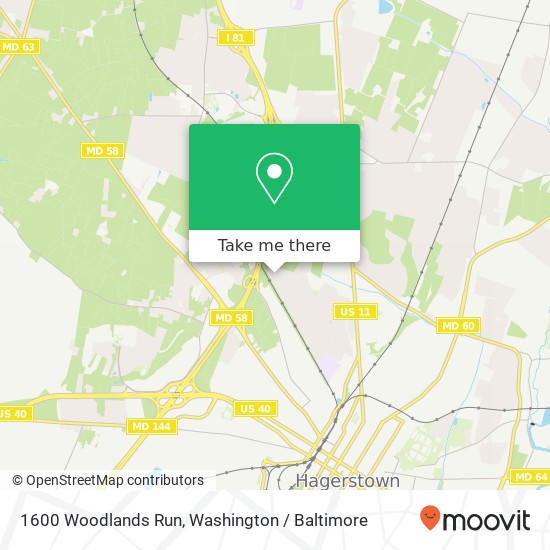 Mapa de 1600 Woodlands Run, Hagerstown, MD 21742