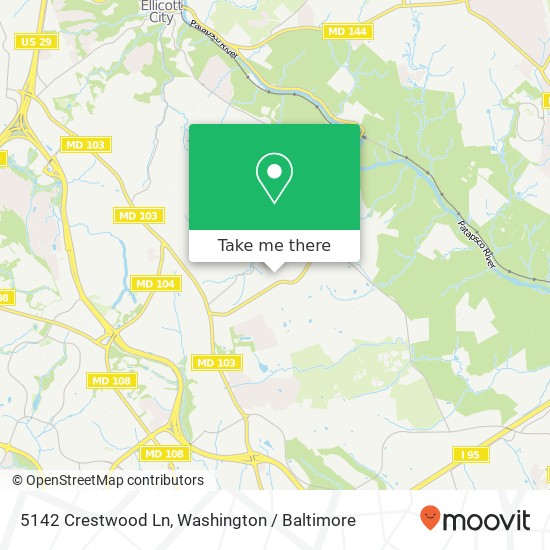 Mapa de 5142 Crestwood Ln, Ellicott City, MD 21043