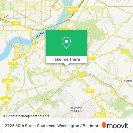 Mapa de 2725 30th Street Southeast, 2725 30th St SE, Washington, DC 20020, USA