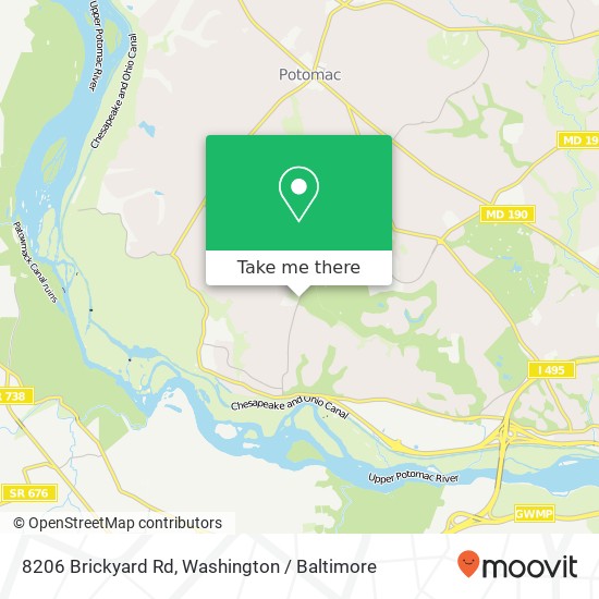 Mapa de 8206 Brickyard Rd, Potomac, MD 20854