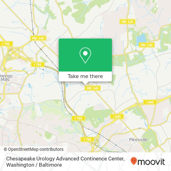 Mapa de Chesapeake Urology Advanced Continence Center, 21 Crossroads Dr