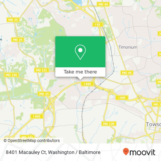 Mapa de 8401 Macauley Ct, Lutherville Timonium, MD 21093
