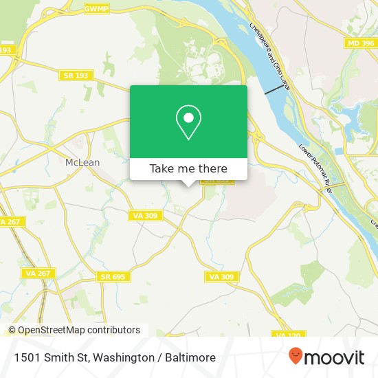 Mapa de 1501 Smith St, McLean, VA 22101