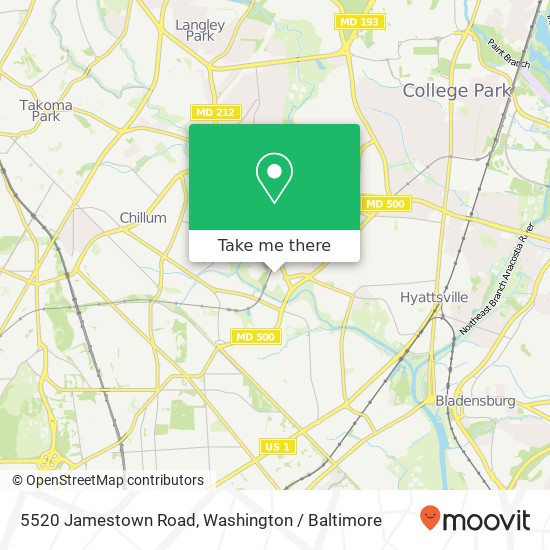 Mapa de 5520 Jamestown Road, 5520 Jamestown Rd, Hyattsville, MD 20782, USA