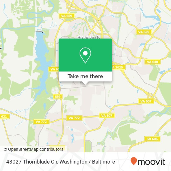 Mapa de 43027 Thornblade Cir, Ashburn, VA 20148