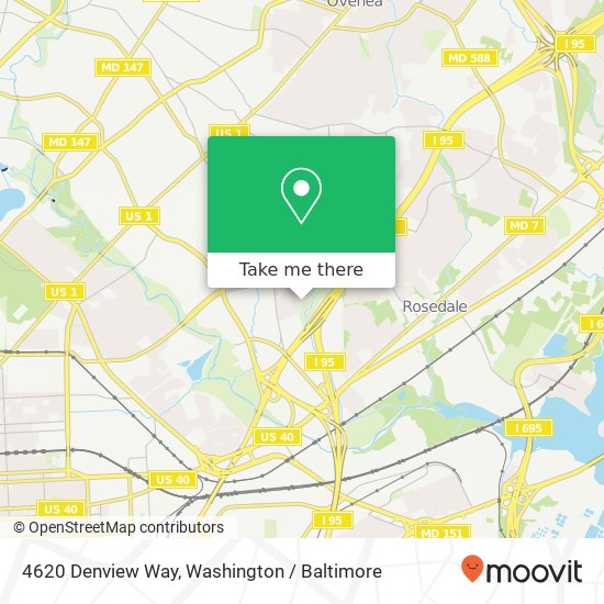 Mapa de 4620 Denview Way, Baltimore, MD 21206