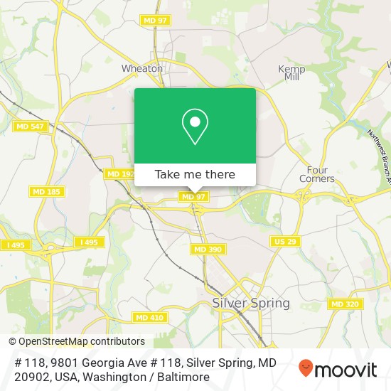 # 118, 9801 Georgia Ave # 118, Silver Spring, MD 20902, USA map