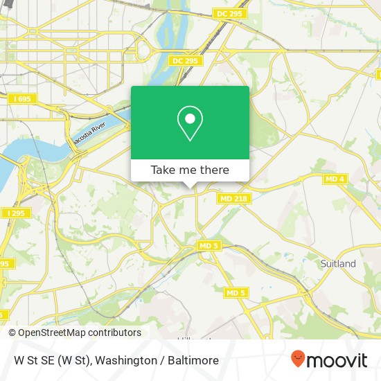 Mapa de W St SE (W St), Washington, DC 20020