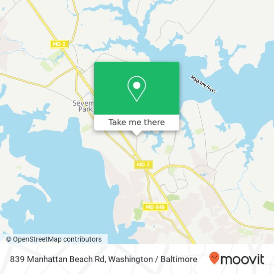 Mapa de 839 Manhattan Beach Rd, Severna Park, MD 21146