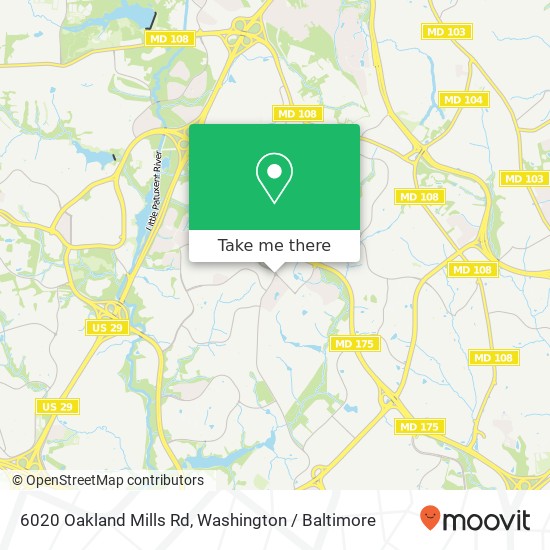 Mapa de 6020 Oakland Mills Rd, Columbia, MD 21045