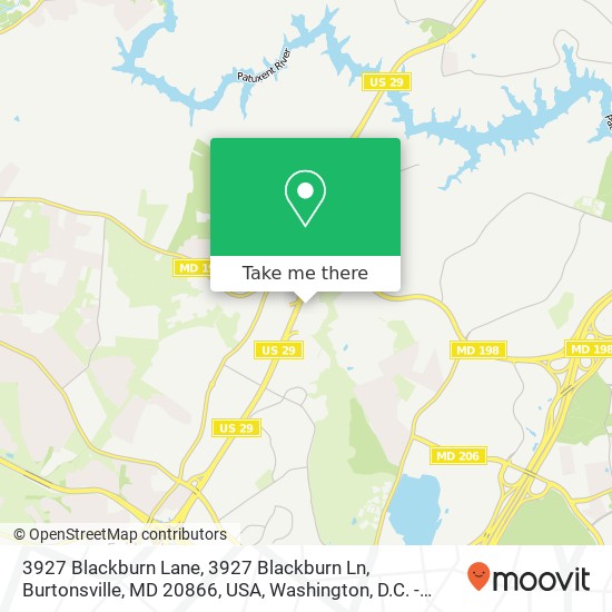 Mapa de 3927 Blackburn Lane, 3927 Blackburn Ln, Burtonsville, MD 20866, USA