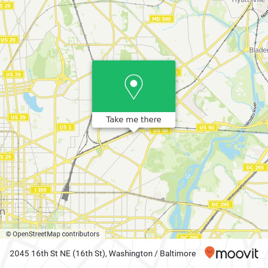 Mapa de 2045 16th St NE (16th St), Washington, DC 20002