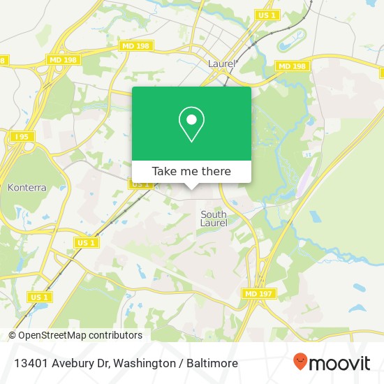 Mapa de 13401 Avebury Dr, Laurel, MD 20708