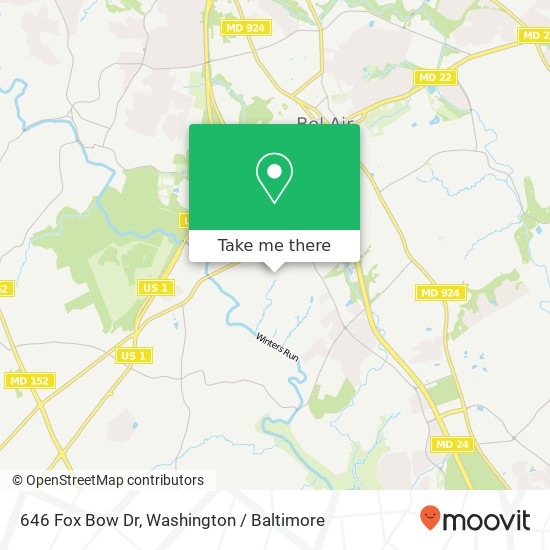 Mapa de 646 Fox Bow Dr, Bel Air, MD 21014