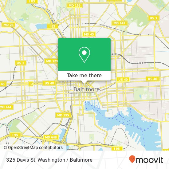 Mapa de 325 Davis St, Baltimore, MD 21202