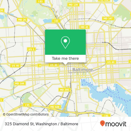 Mapa de 325 Diamond St, Baltimore, MD 21201