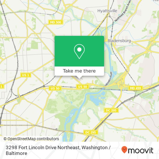 Mapa de 3298 Fort Lincoln Drive Northeast, 3298 Fort Lincoln Dr NE, Washington, DC 20018, USA