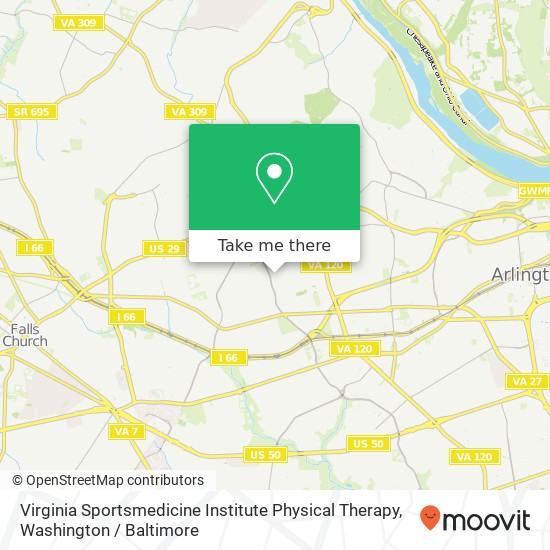 Virginia Sportsmedicine Institute Physical Therapy, 1715 N George Mason Dr map