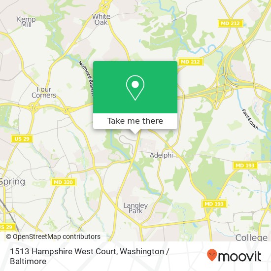 Mapa de 1513 Hampshire West Court, 1513 Hampshire W Ct, Silver Spring, MD 20903, USA