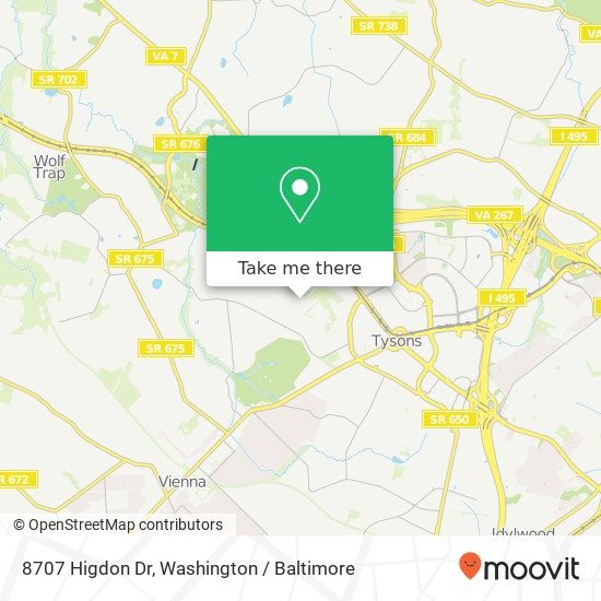 Mapa de 8707 Higdon Dr, Vienna, VA 22182