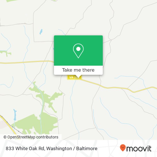 Mapa de 833 White Oak Rd, Fredericksburg, VA 22405