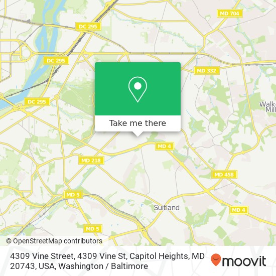 Mapa de 4309 Vine Street, 4309 Vine St, Capitol Heights, MD 20743, USA