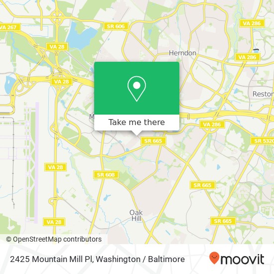 Mapa de 2425 Mountain Mill Pl, Herndon, VA 20171