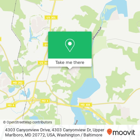 Mapa de 4303 Canyonview Drive, 4303 Canyonview Dr, Upper Marlboro, MD 20772, USA