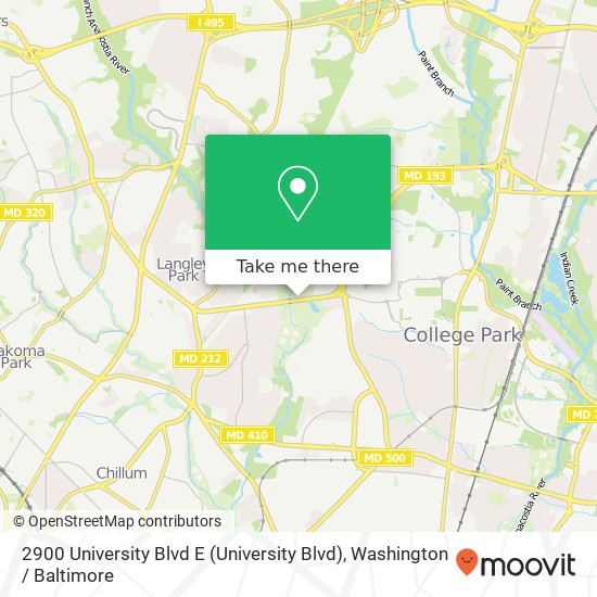 Mapa de 2900 University Blvd E (University Blvd), Hyattsville, MD 20783