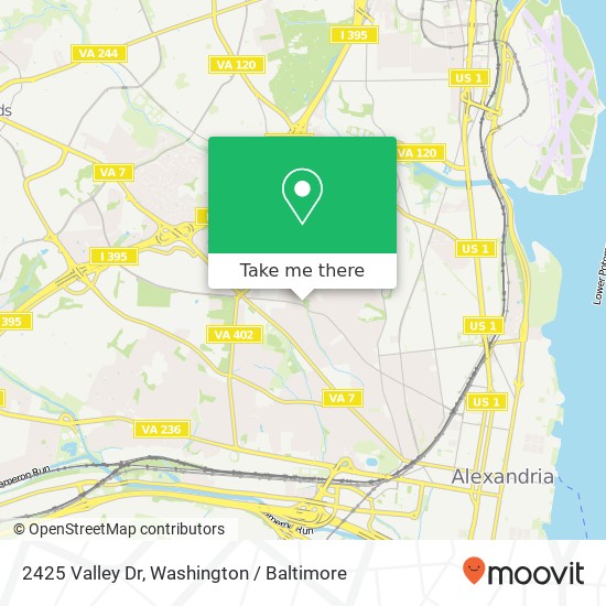 Mapa de 2425 Valley Dr, Alexandria, VA 22302
