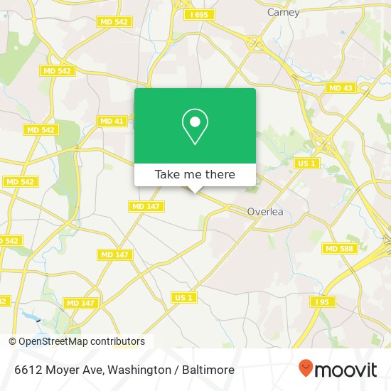 Mapa de 6612 Moyer Ave, Baltimore, MD 21206