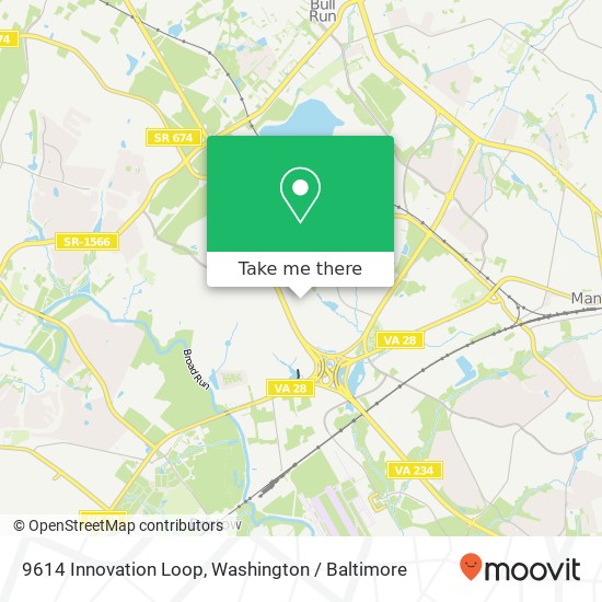 Mapa de 9614 Innovation Loop, Manassas, VA 20110