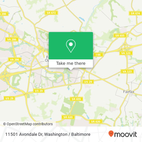 Mapa de 11501 Avondale Dr, Fairfax, VA 22030