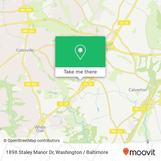 Mapa de 1898 Staley Manor Dr, Silver Spring, MD 20904