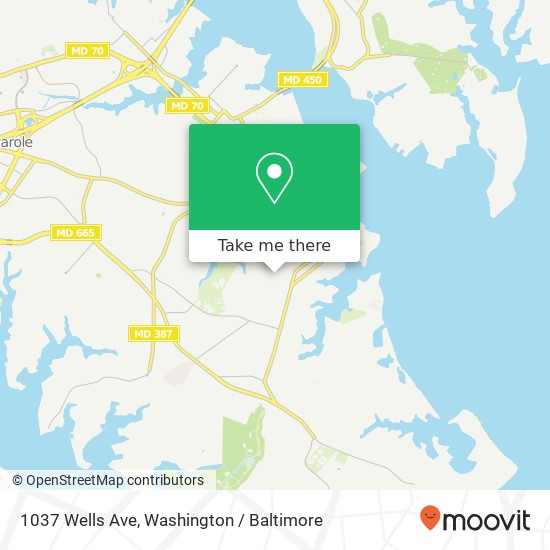 Mapa de 1037 Wells Ave, Annapolis, MD 21403