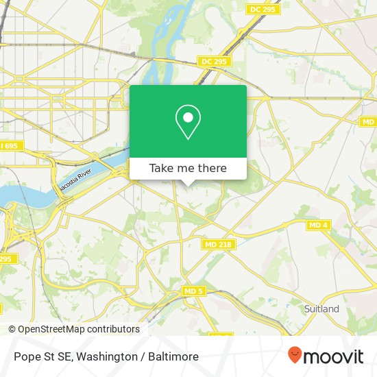 Pope St SE, Washington, DC 20020 map