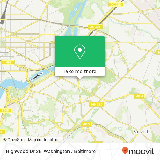 Mapa de Highwood Dr SE, Washington, DC 20020