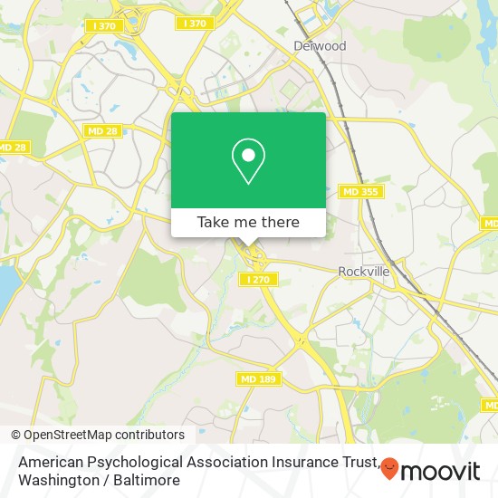 Mapa de American Psychological Association Insurance Trust, Rockville, MD 20850