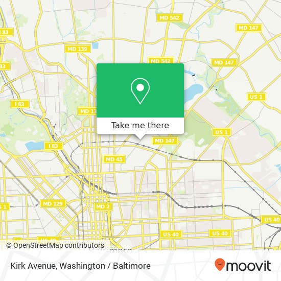 Mapa de Kirk Avenue, Kirk Ave, Baltimore, MD 21218, USA