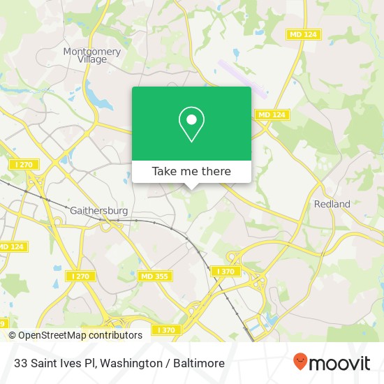 Mapa de 33 Saint Ives Pl, Gaithersburg, MD 20877