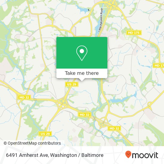 Mapa de 6491 Amherst Ave, Columbia, MD 21046