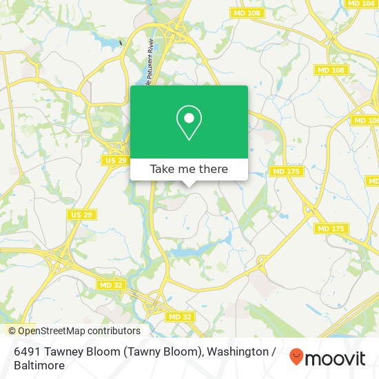 Mapa de 6491 Tawney Bloom (Tawny Bloom), Columbia, MD 21045