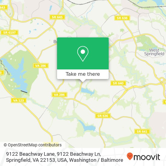 Mapa de 9122 Beachway Lane, 9122 Beachway Ln, Springfield, VA 22153, USA