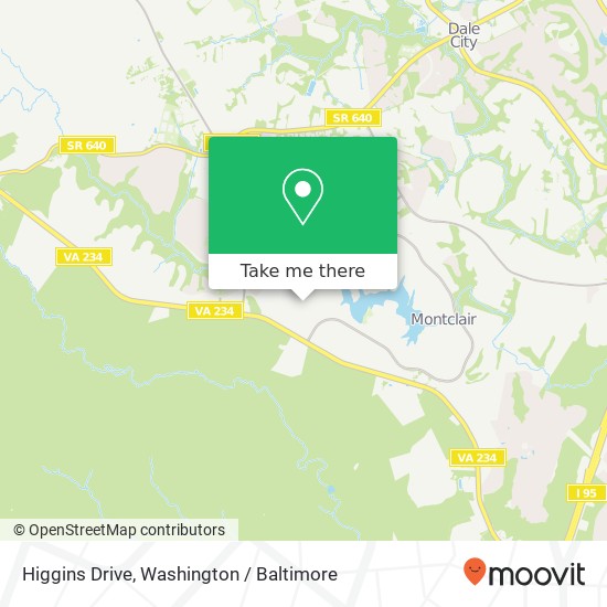 Mapa de Higgins Drive, Higgins Dr, Montclair, VA 22025, USA