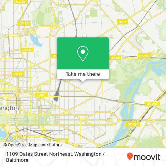 Mapa de 1109 Oates Street Northeast, 1109 Oates St NE, Washington, DC 20002, USA
